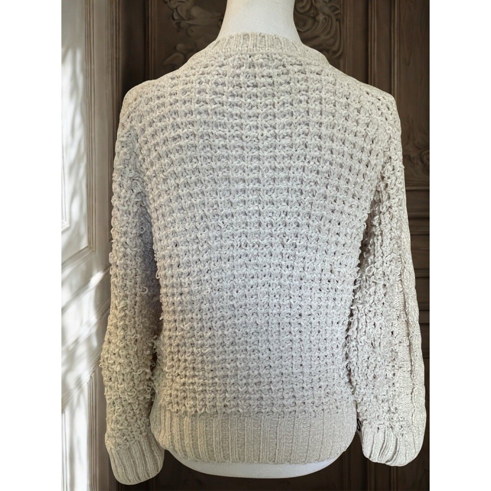 SIMPLY SOUTHERN Women's Cream Chenille Cable Knit Crewneck Sweater Small S Cozy - Picture 5 of 11
